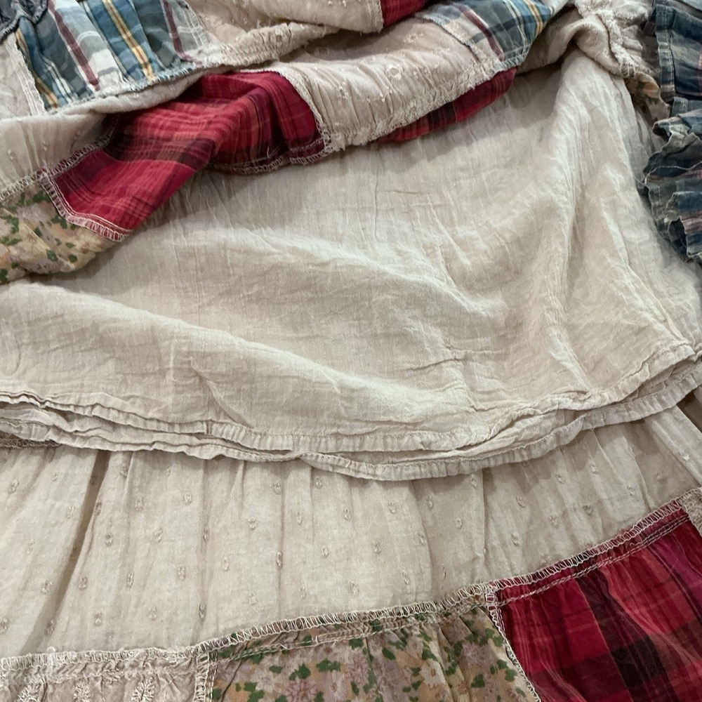 Young Threads Patchwork Dress Smocked Large Maxi Boho Cottage Prairie Western - Picture 14 of 16
